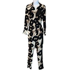 Rachel Comey Silk Luana Jumpsuit Black Floral Combo Size 00 XXS Modern Artsy